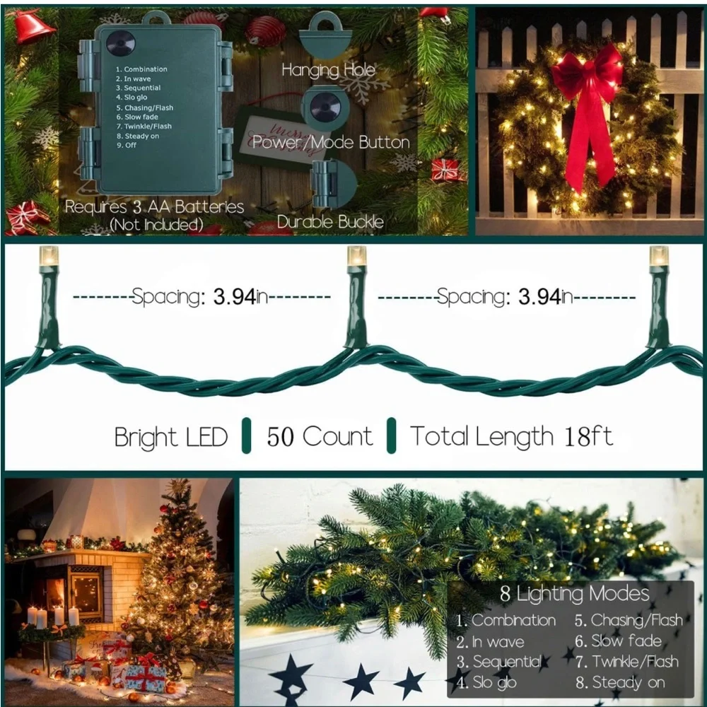 SISLYANIA Battery Operated Christmas Lights - 25 LED Mini